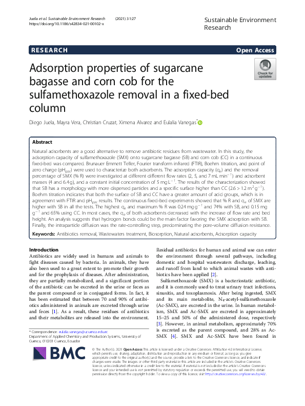 (PDF) Adsorption properties of sugarcane bagasse and corn cob for the ...