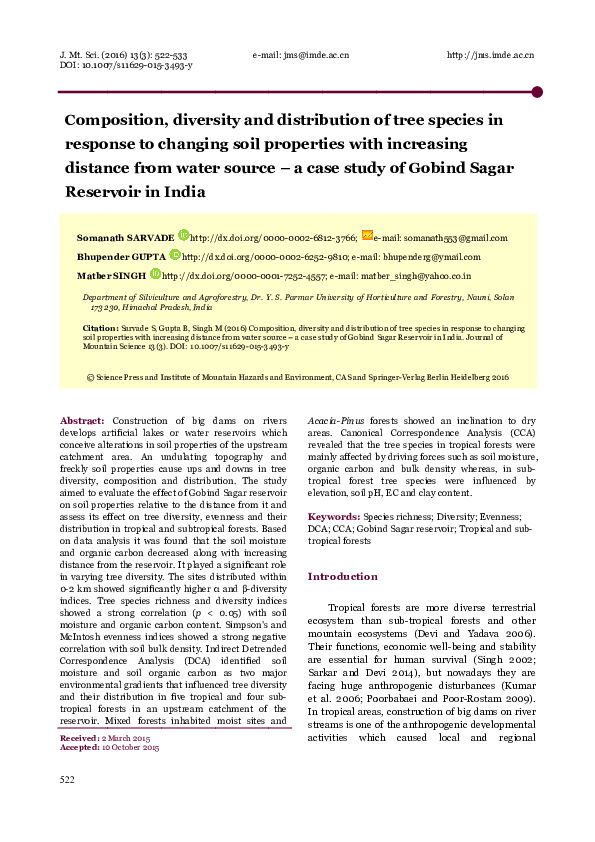 (PDF) Composition, diversity and distribution of tree species in ...