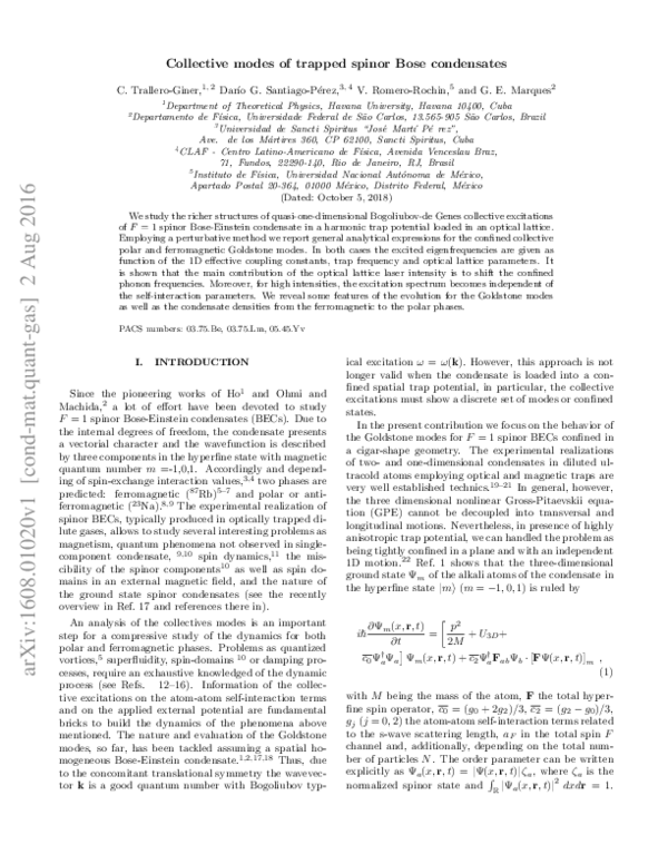 (PDF) Collective modes of trapped spinor Bose–Einstein condensates