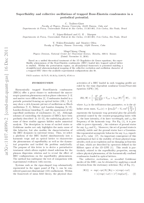 (PDF) Superfluidity and collective oscillations of trapped Bose ...