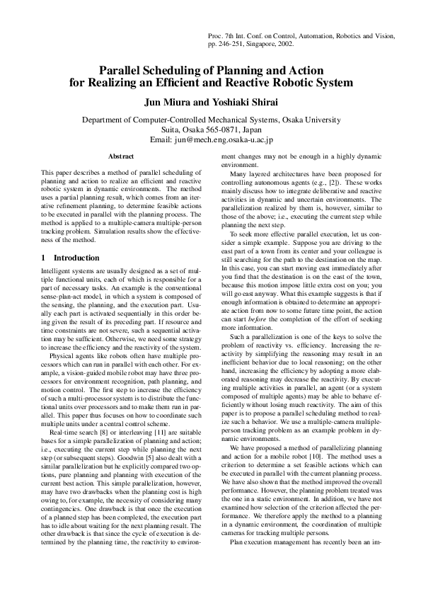 (PDF) Parallel scheduling of planning and action for realizing an ...