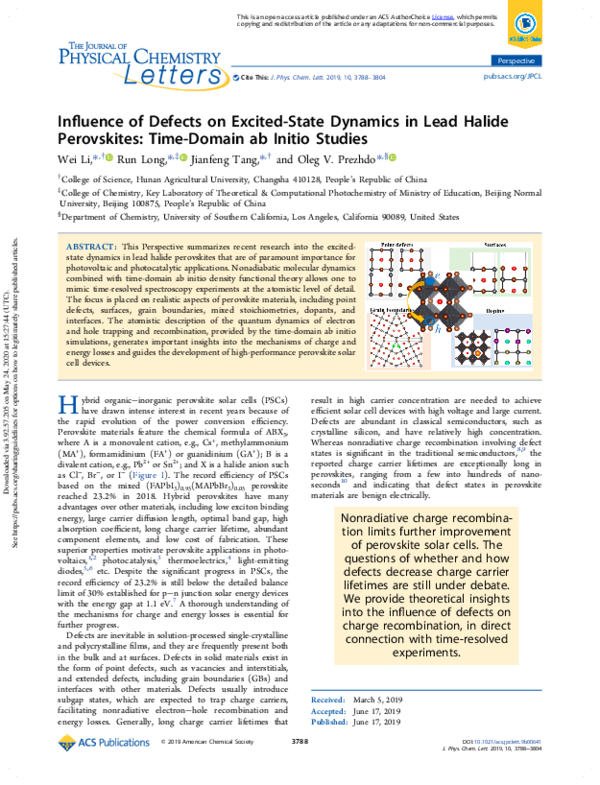 (PDF) Influence of Defects on Excited-State Dynamics in Lead Halide ...