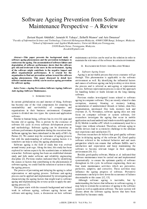 (PDF) Software Ageing Prevention from Software Maintenance Perspective ...