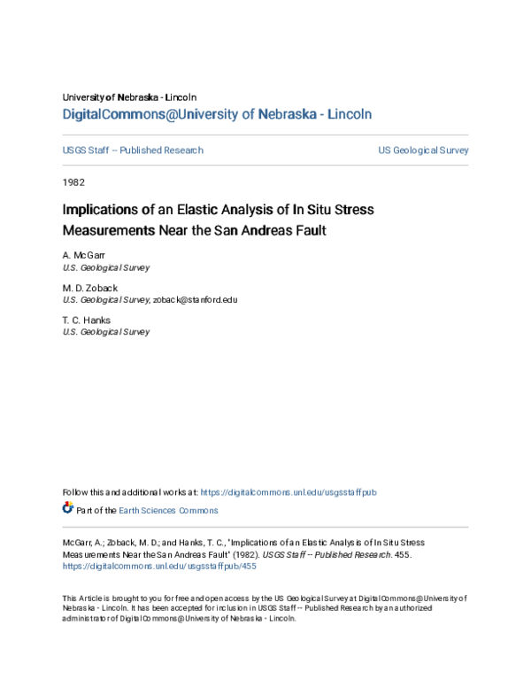 PDF) Implications of an elastic analysis of in situ stress