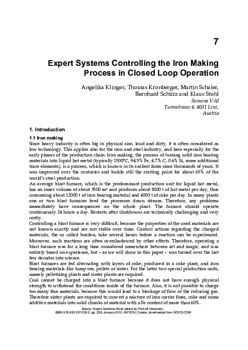 (PDF) Expert Systems Controlling the Iron Making Process in Closed Loop ...