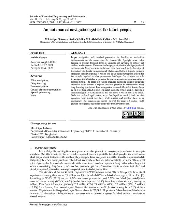 (PDF) An automated navigation system for blind people
