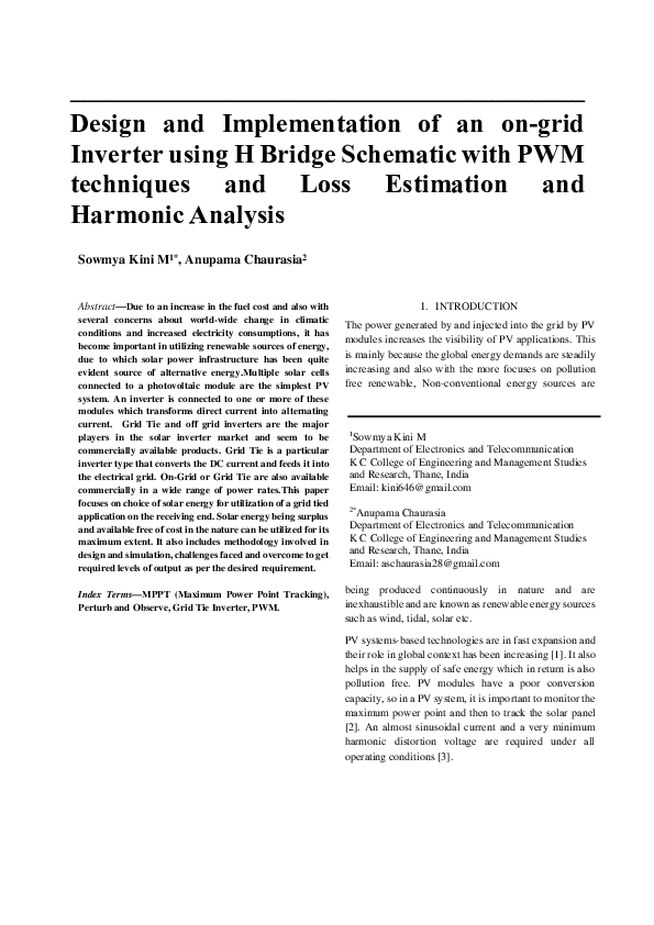 (PDF) Design and Implementation of an on-grid Inverter using H Bridge ...