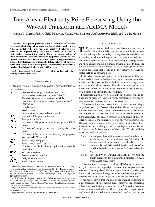 (PDF) Day-ahead electricity price forecasting using wavelet transform ...