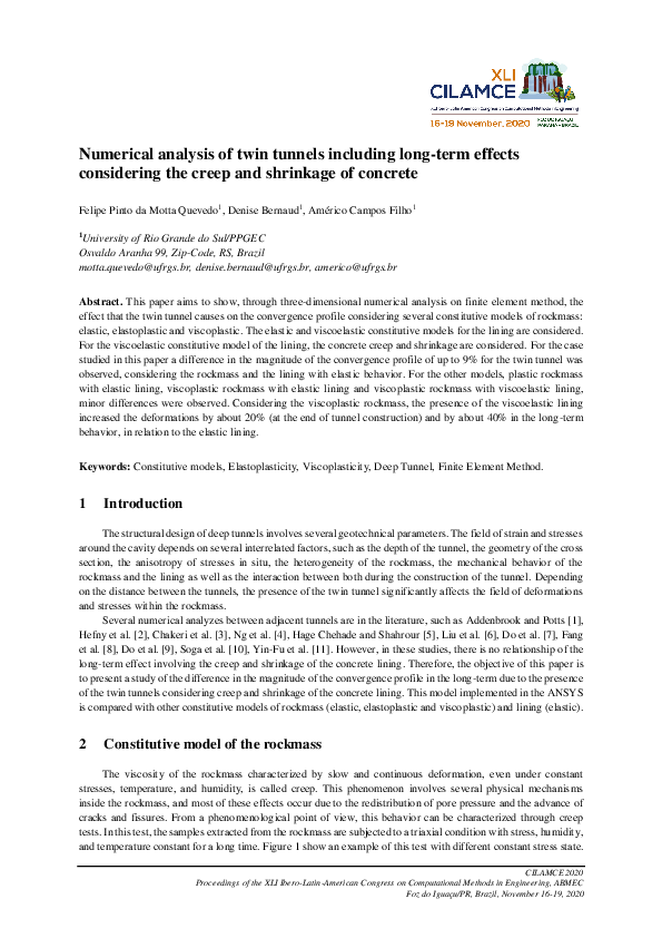 (PDF) Numerical analysis of twin tunnels including long-term effects ...