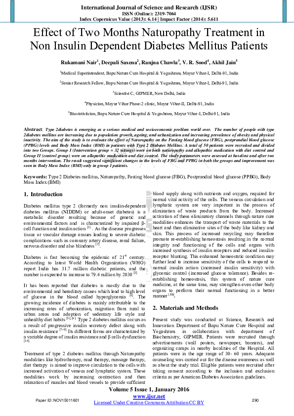 (PDF) Effect of Two Months Naturopathy Treatment in Non Insulin ...