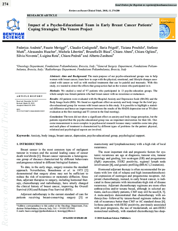 (PDF) Impact of a Psycho-Educational Team in early Breast Cancer ...