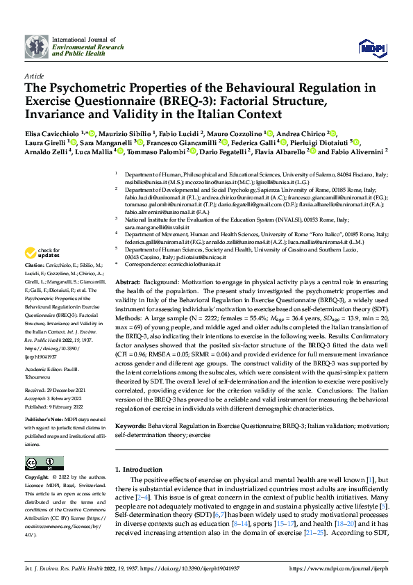 (PDF) The Psychometric Properties of the Behavioural Regulation in ...