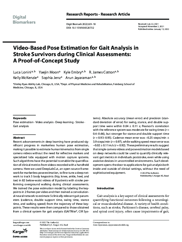 (PDF) Video-Based Pose Estimation for Gait Analysis in Stroke Survivors ...