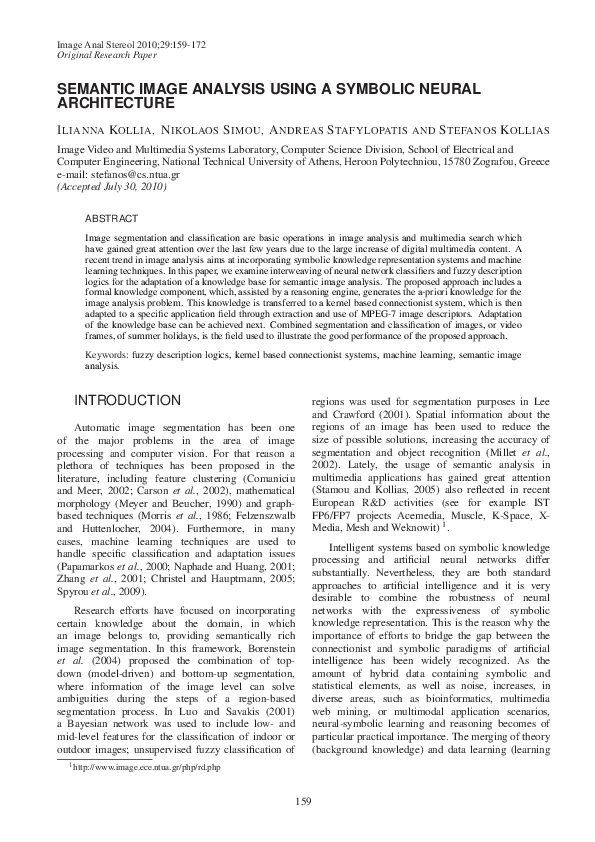 (PDF) Semantic Image Analysis Using a Symbolic Neural Architecture