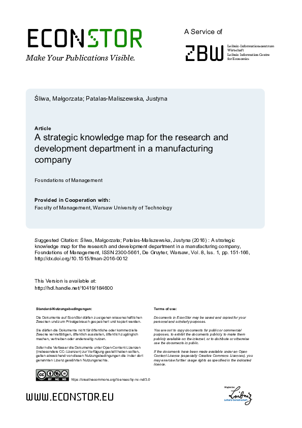 (PDF) A Strategic Knowledge Map for the Research and Development ...