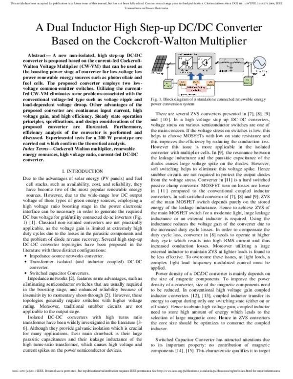 (PDF) A Dual Inductor High Step-Up DC/DC Converter Based on the ...