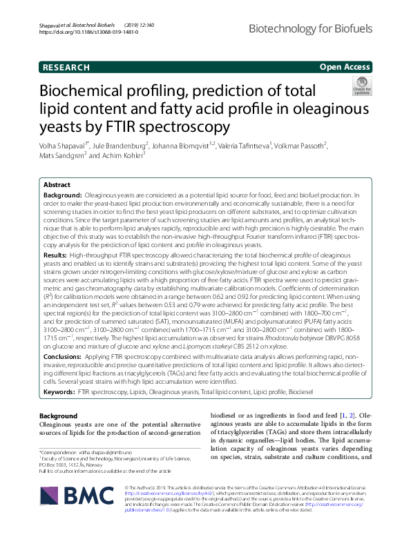 (PDF) Biochemical profiling, prediction of total lipid content and ...