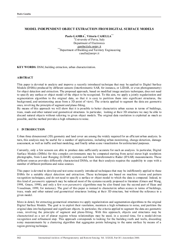 (PDF) Model independent object extraction from digital surface models