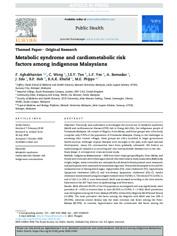 (PDF) Metabolic Syndrome and Cardiometabolic Risk Factors