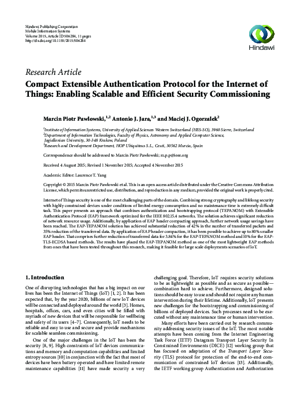 (PDF) Compact Extensible Authentication Protocol for the Internet of ...