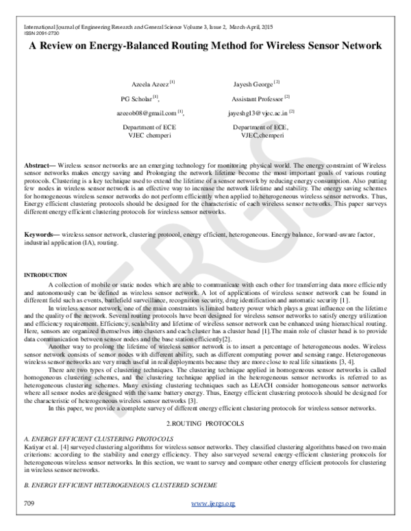 (PDF) A Review on Energy-Balanced Routing Method for Wireless Sensor ...