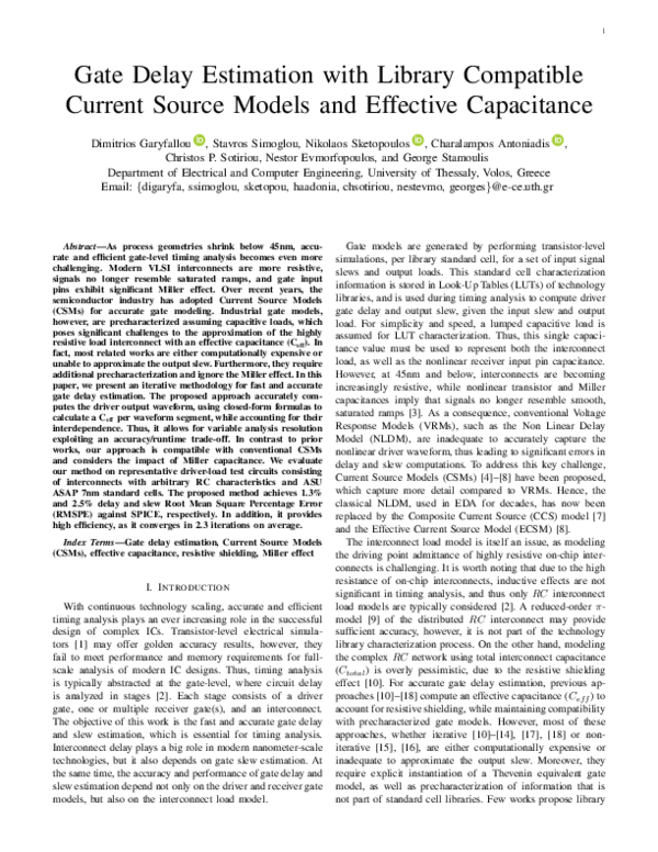 (PDF) Gate Delay Estimation with Library Compatible Current Source ...