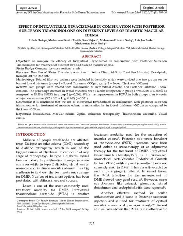 (PDF) Effect of Intravitreal Bevacizumab in Combination with Posterior ...