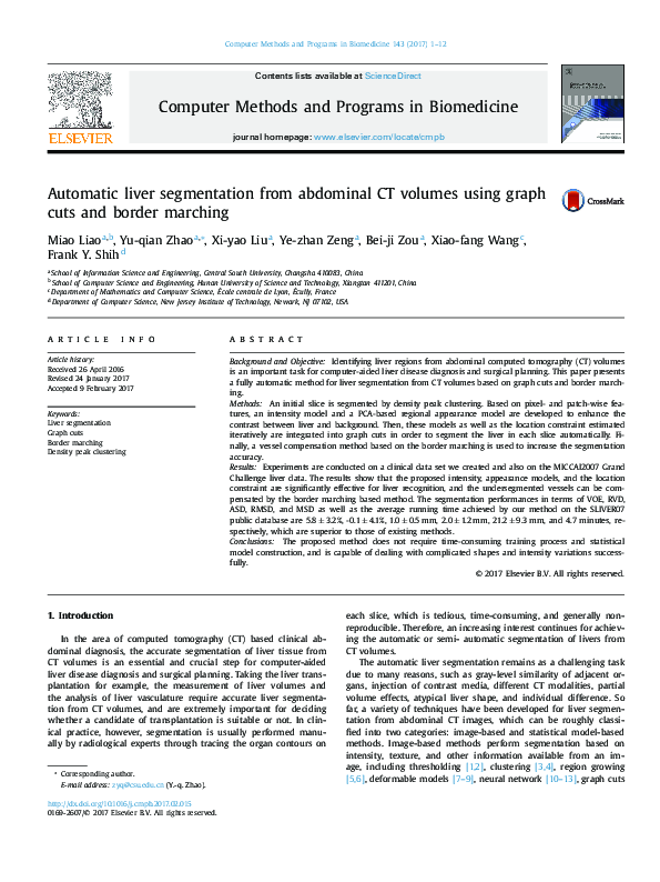 (PDF) Automatic liver segmentation from abdominal CT scans