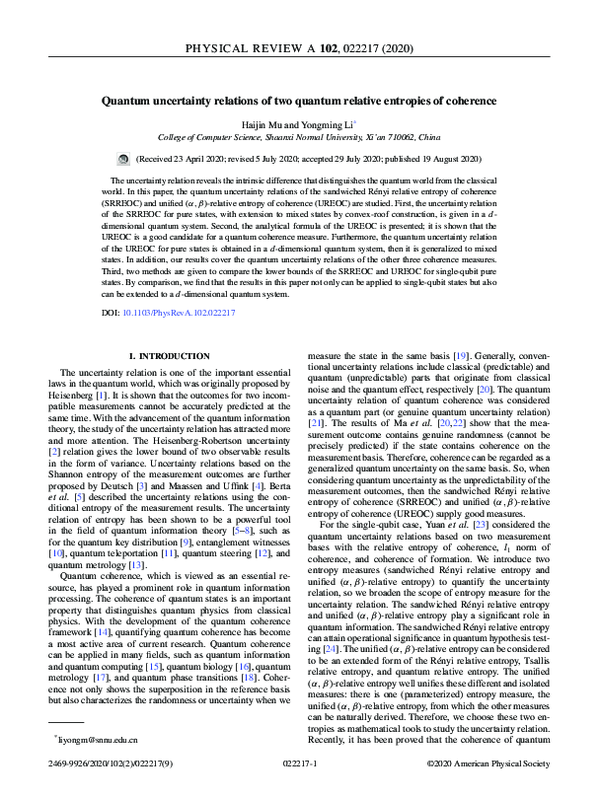 (PDF) Quantum uncertainty relations of two quantum relative entropies ...