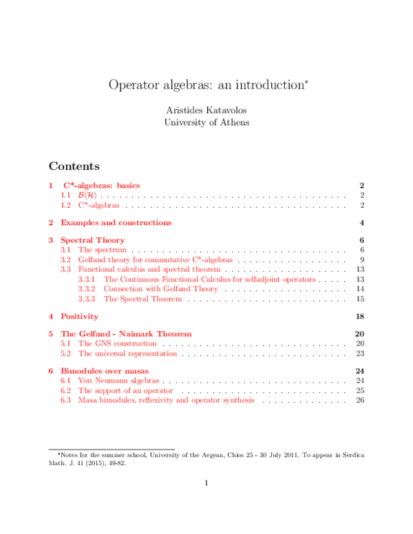 (PDF) Operator algebras: an introduction