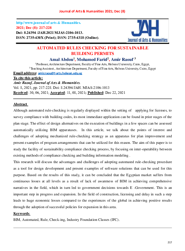 (PDF) Automated Rules Checking for Sustainable Building Permits