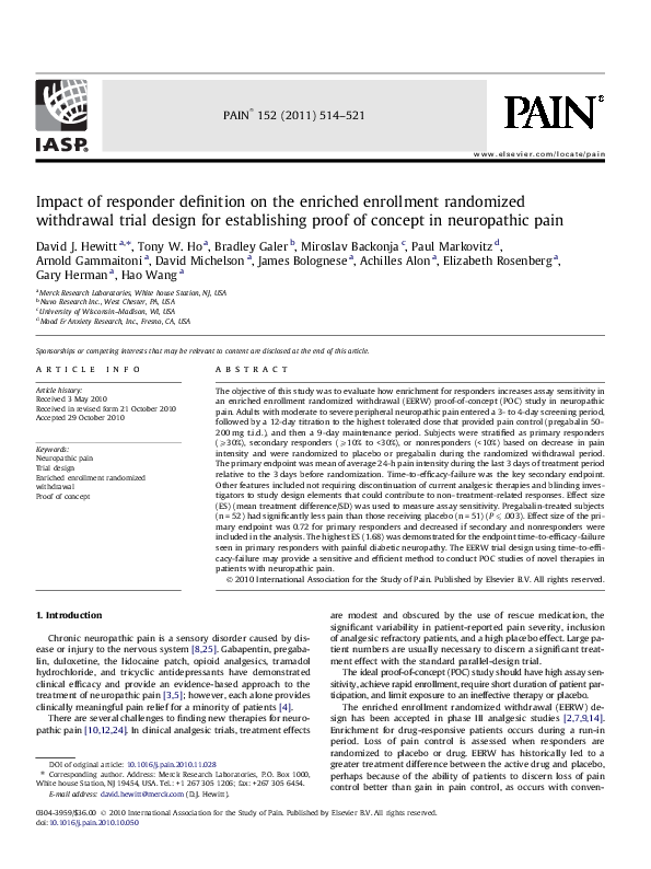  PDF Impact Of Responder Definition On The Enriched Enrollment Randomized Withdrawal Trial 