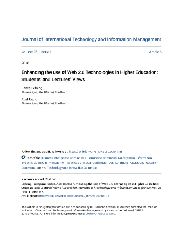 (PDF) Enhancing the use of Web 2.0 Technologies in Higher Education ...