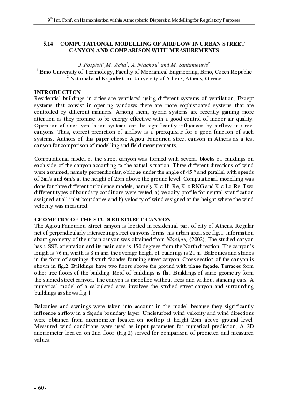 (PDF) Computational modelling of airflow in urban street canyon and ...