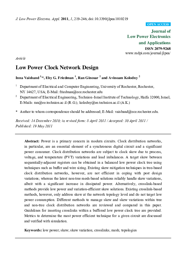 (PDF) Low Power Clock Network Design