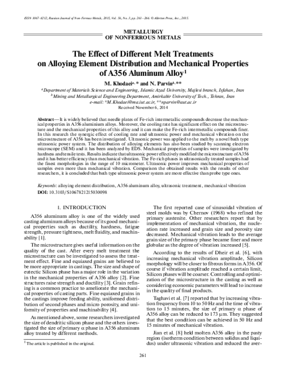 (PDF) The effect of different melt treatments on alloying element ...