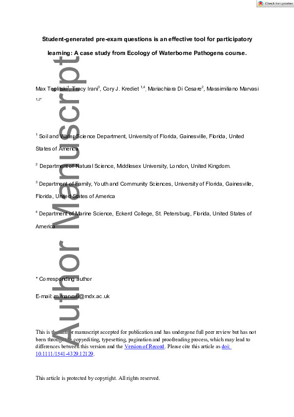 (PDF) Student‐Generated Pre‐Exam Questions is an Effective Tool for ...