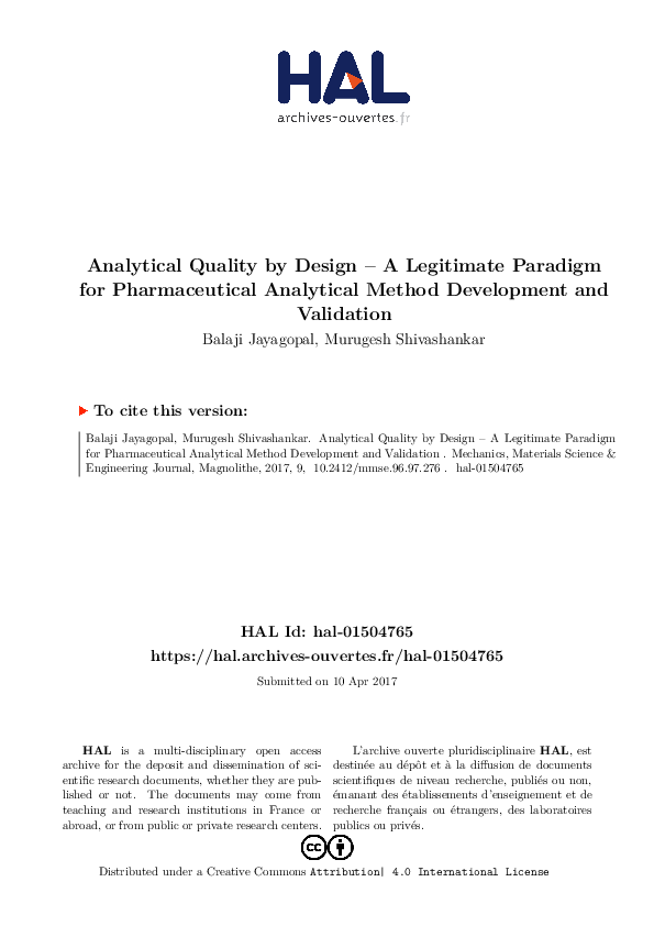 (PDF) Analytical Quality by Design – A Legitimate Paradigm for ...