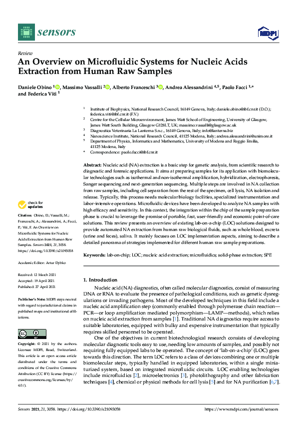(PDF) An Overview on Microfluidic Systems for Nucleic Acids Extraction ...
