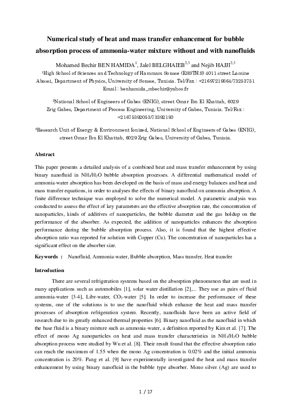 (PDF) Numerical study of heat and mass transfer enhancement for bubble ...