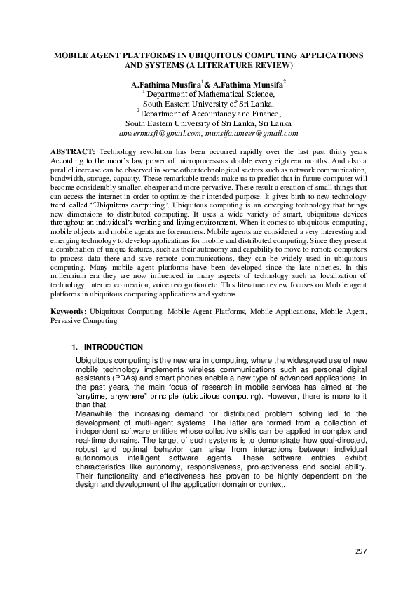 (PDF) MOBILE AGENT PLATFORMS IN UBIQUITOUS COMPUTING APPLICATIONS AND ...