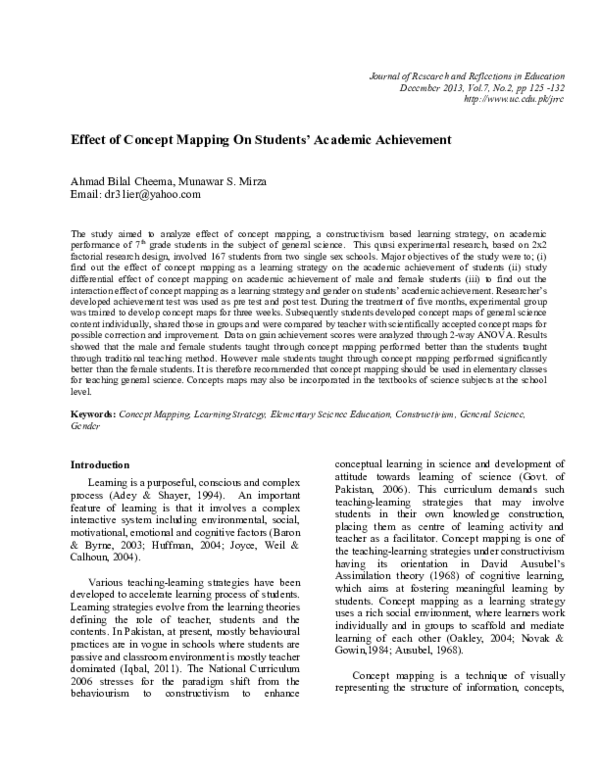 (PDF) Effect Of Concept Mapping On Students Academic Achievement, Self ...