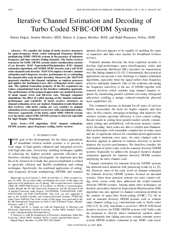 (PDF) Iterative Channel Estimation and Decoding of Turbo Coded SFBC ...