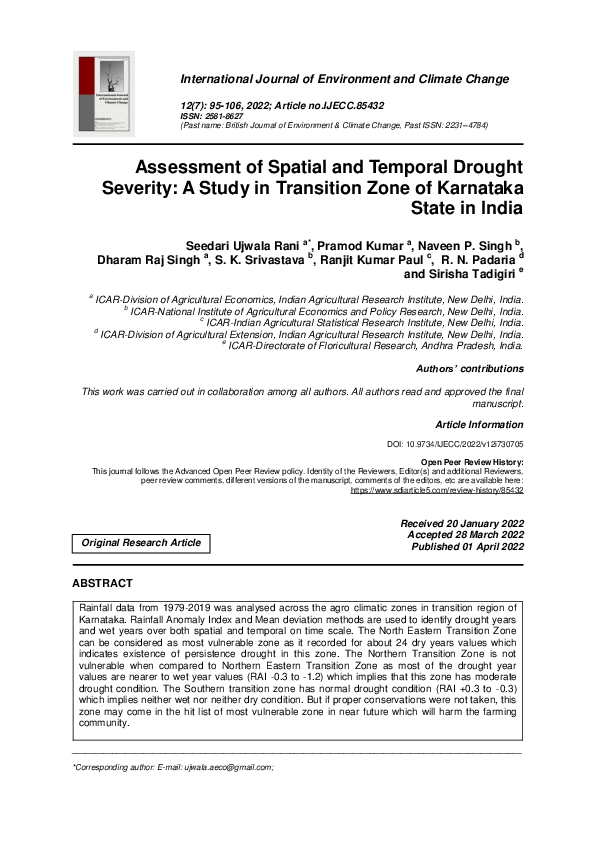 (PDF) Assessment of Spatial and Temporal Drought Severity: A Study in ...