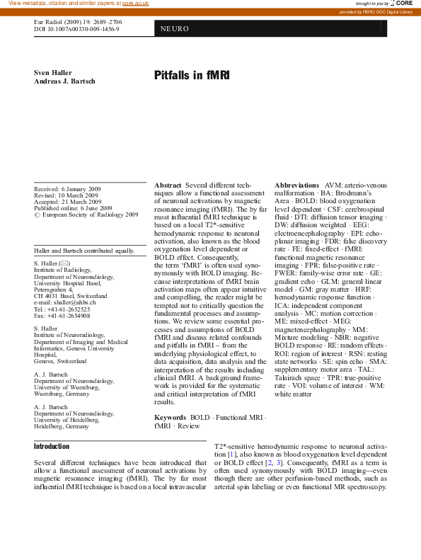 Pdf Pitfalls In Fmri