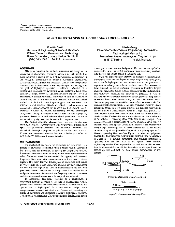 (PDF) Mechatronic design of a squeezing flow rheometer