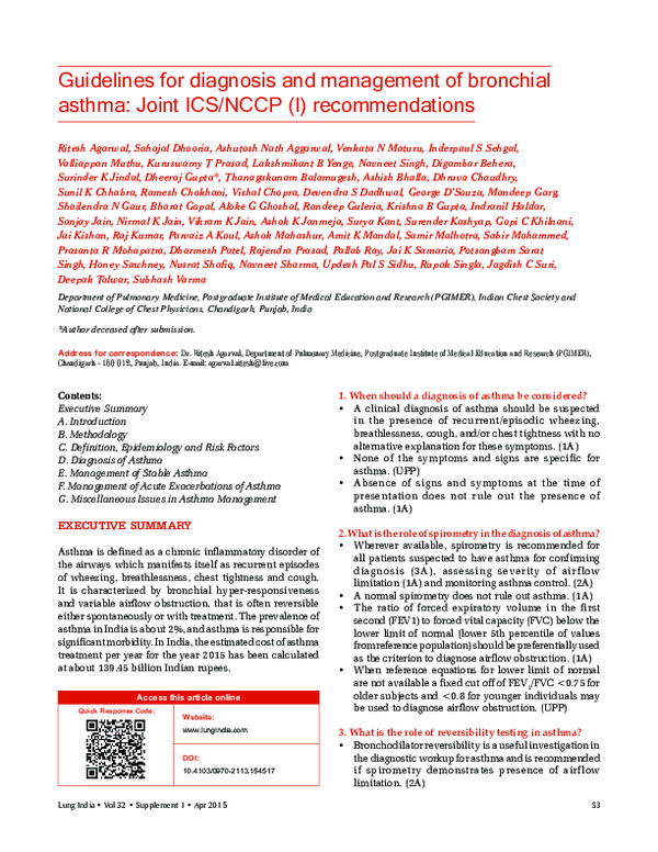(PDF) Guidelines for diagnosis and management of bronchial asthma ...
