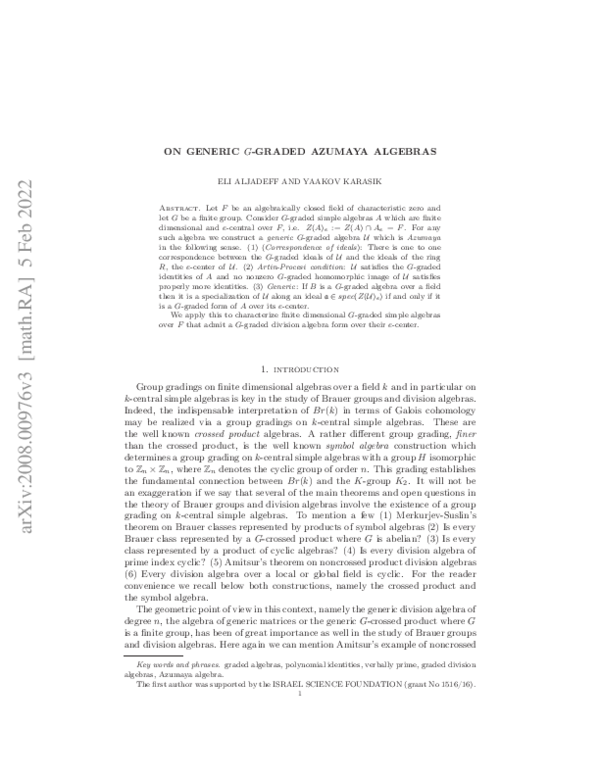 (PDF) On generic G-graded Azumaya algebras