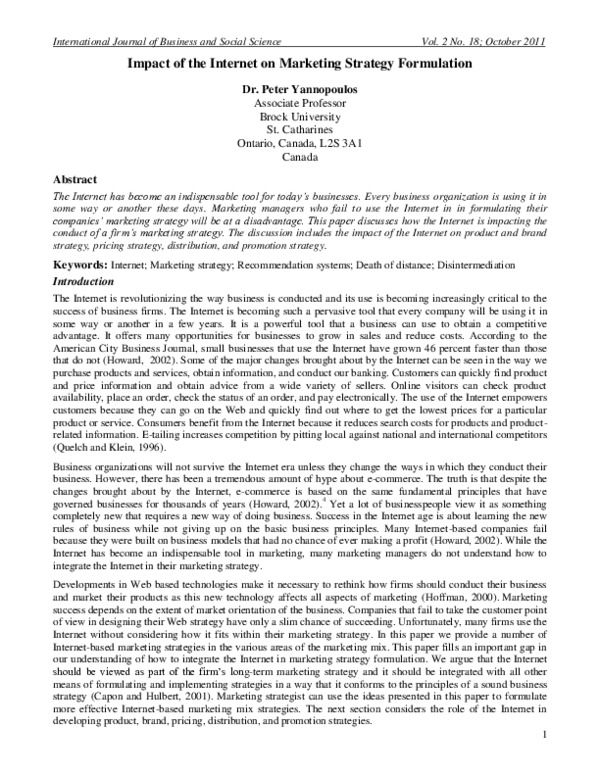 (PDF) Impact of the Internet on Marketing Strategy Formulation