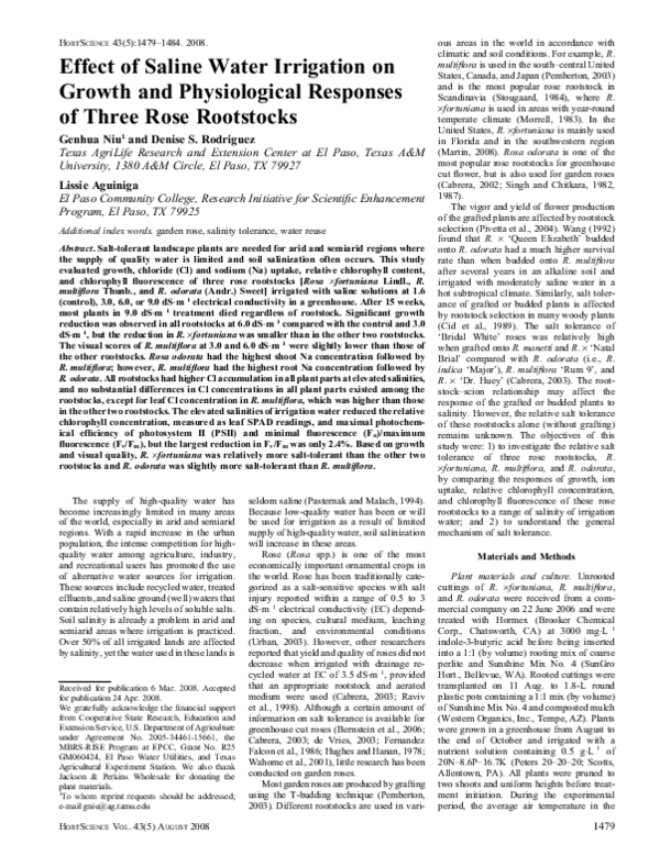 (PDF) Effect of Saline Water Irrigation on Growth and Physiological ...